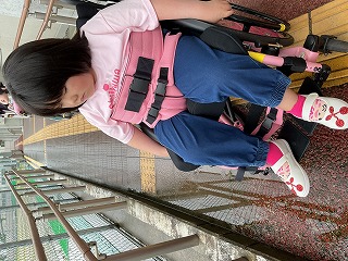 水たまりを見つめている写真。